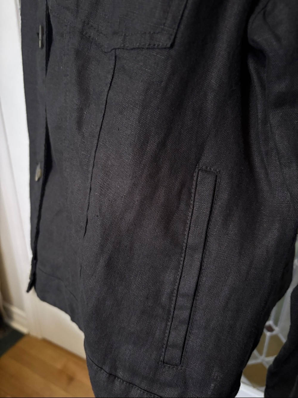 NWOT Simons Black Button-Front 100% Linen Jacket - Picture 4 of 8